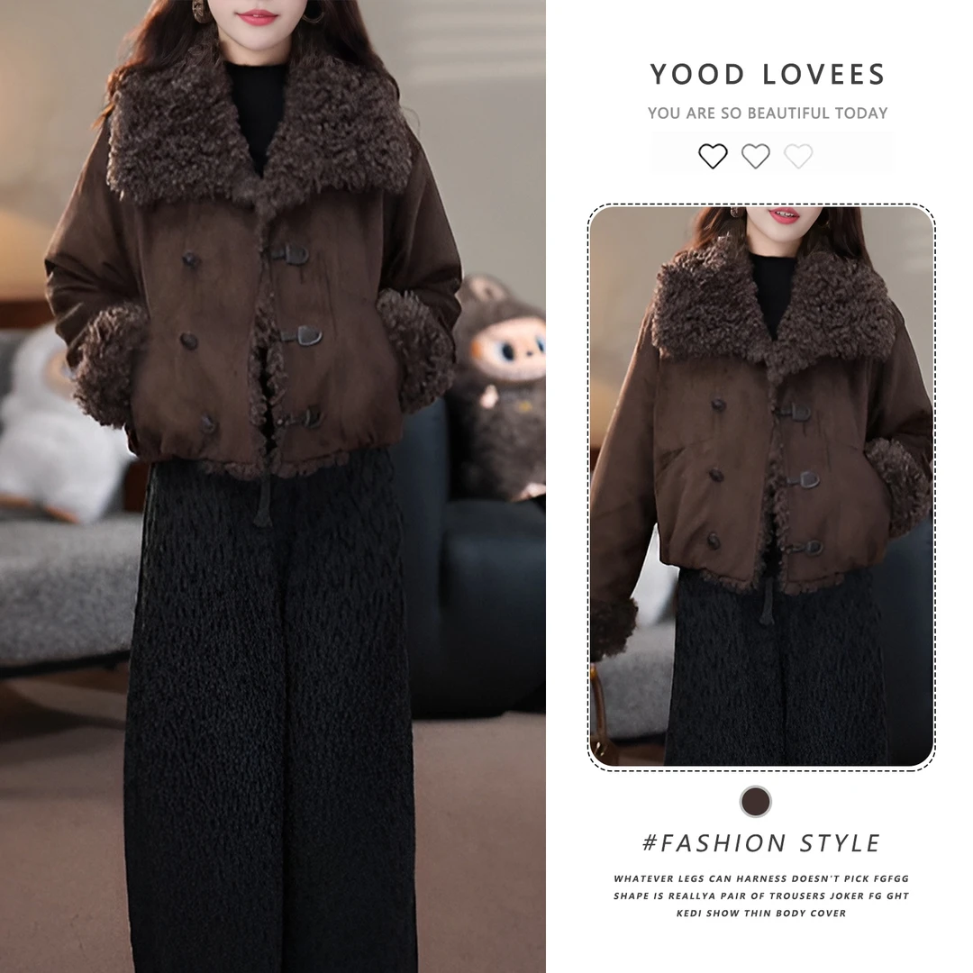 冬季高级感时尚加厚保暖毛领棉服外套女2025新款宽松百搭长袖棉衣