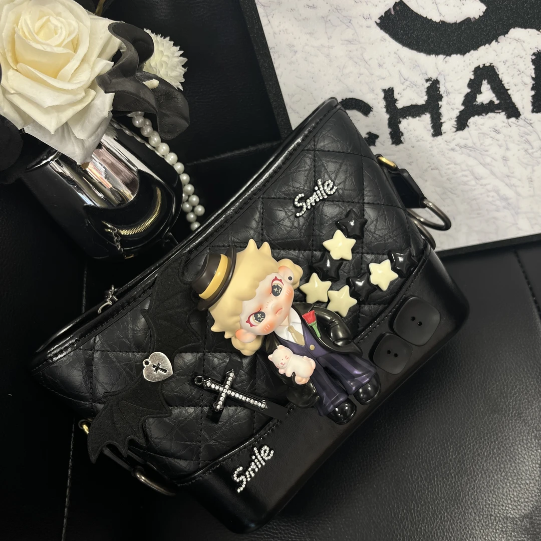 原创手工设计潮玩娃包 韩系轻奢小众设计黑色流浪包