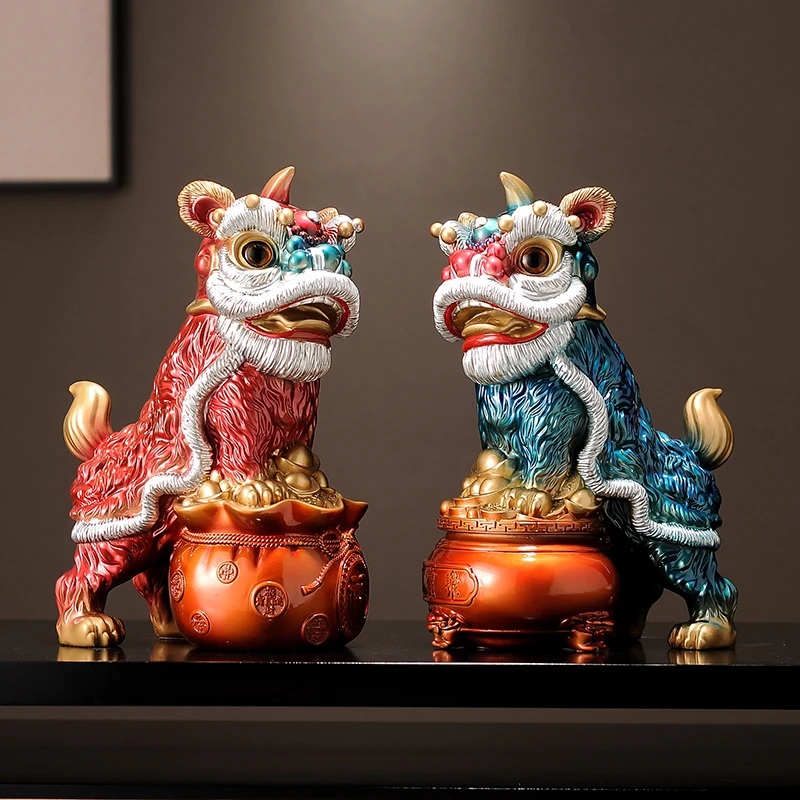 汇财猫国潮醒狮舞狮摆件家居客厅玄关办公装饰乔迁开业礼品