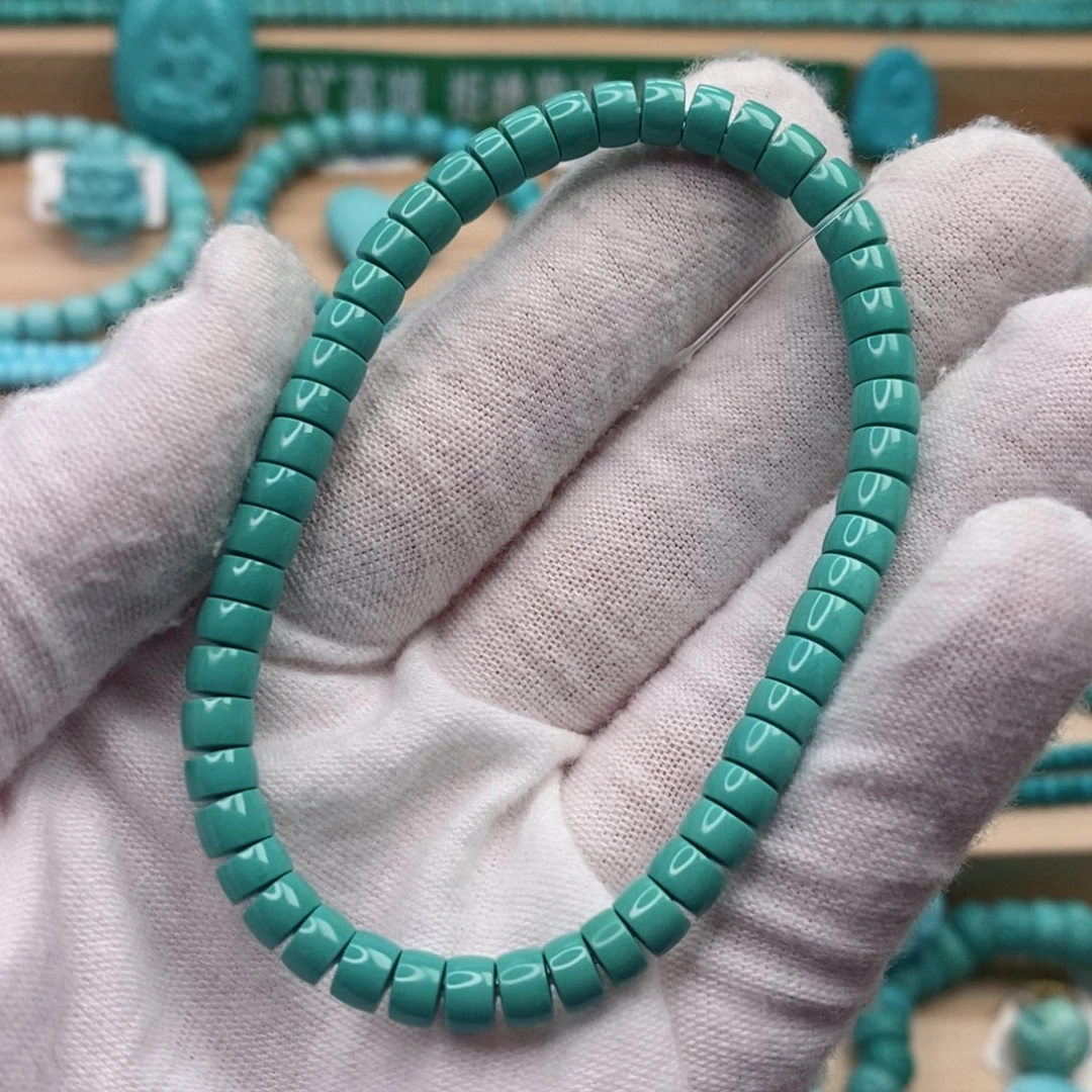 绿松石未镶嵌珠宝奇石丫角山-直切5.2mm