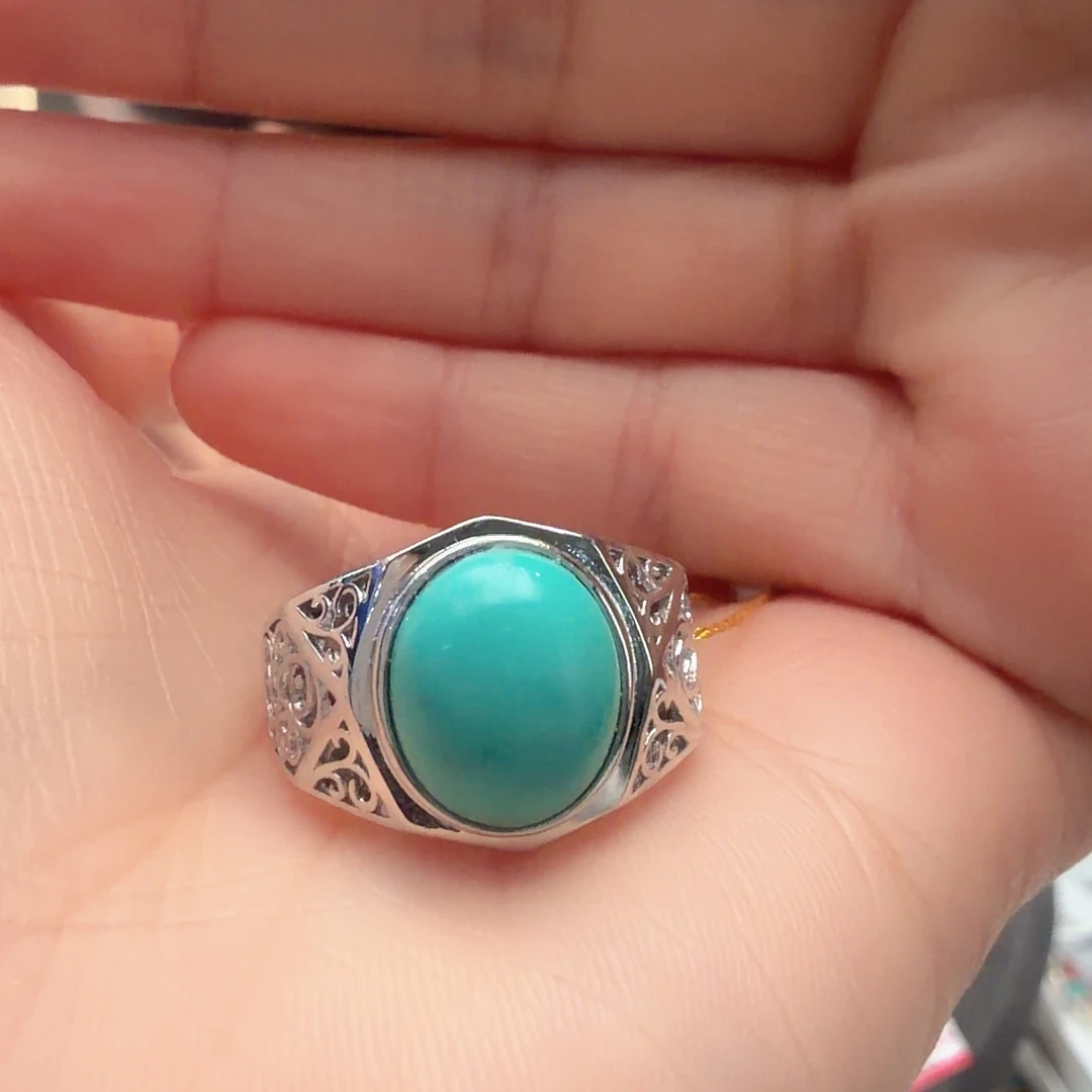 绿松石银S925镶嵌戒指