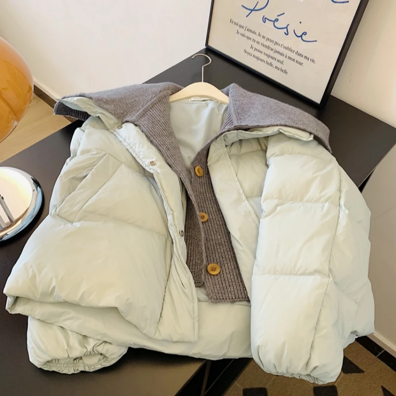 深冬季假两件翻领百搭棉服上衣设计感超好看小个子保暖面包服外套