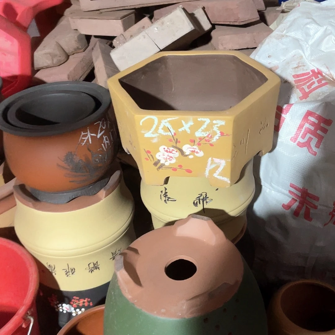 紫砂花盆六方盆一个