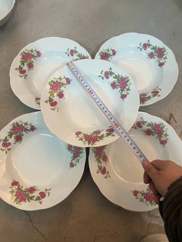 70年代光明瓷厂23厘米深盘5个