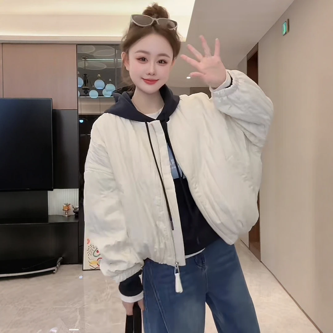 爆款圆领休闲加厚短款棒球服外套女2025秋装新款时尚显瘦开衫上衣