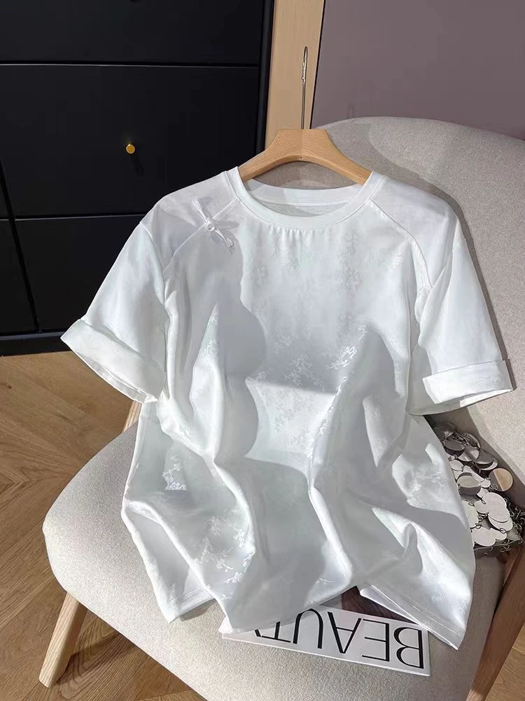 2025夏季新款时尚新中式国风香云纱拼接衬衫