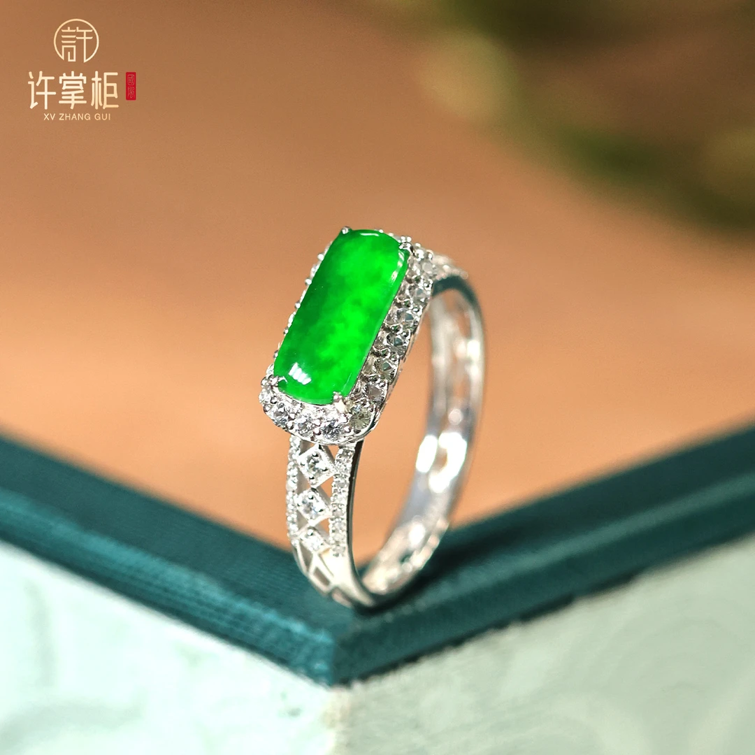 许掌柜｜翡翠精致天然缅甸翡翠A货原创设计马鞍配饰优雅Pt950铂金