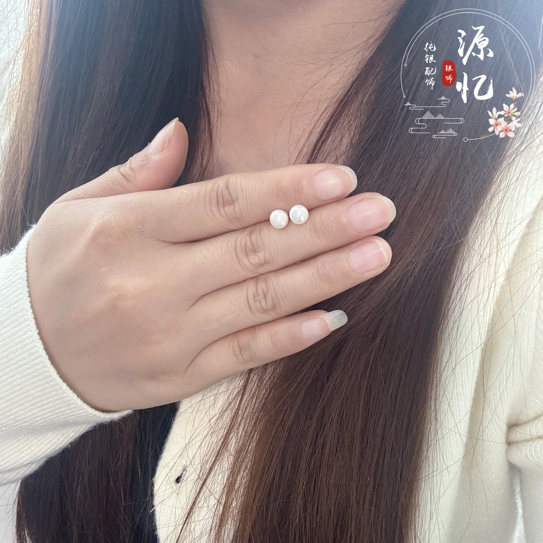 足银仿珍珠耳饰 足银流苏珠珠耳线女新款2025春夏气质珍珠耳坠