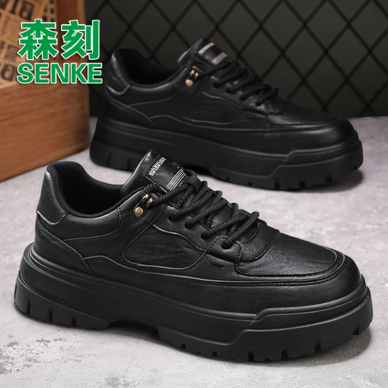 森刻男鞋新款秋季马丁内增高潮流百搭休闲运动英伦风户外休闲皮鞋