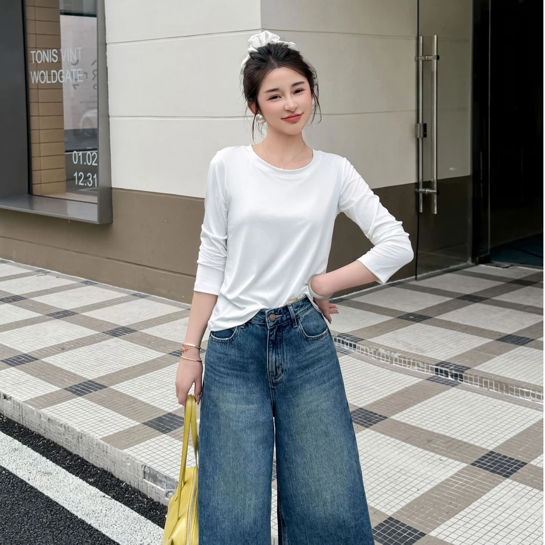 长袖t恤女宽松打底小衫春秋2025年新款百搭韩版休闲上衣学生ins