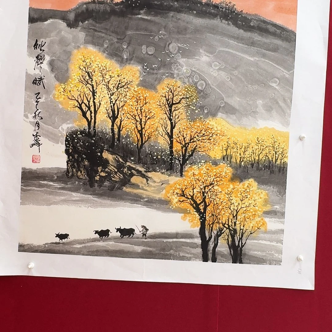 在***情国画六尺斗方手绘做哦