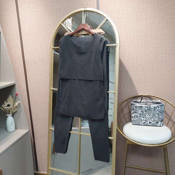 ET60孕妇灰色德绒秋衣套装L100-130XL140XXL150