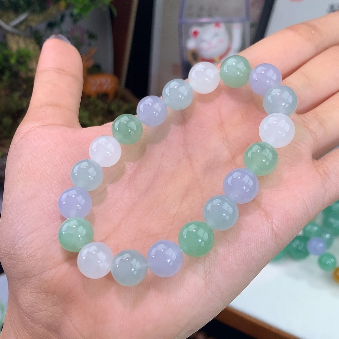 翡翠未镶嵌手链清新马卡龙手串