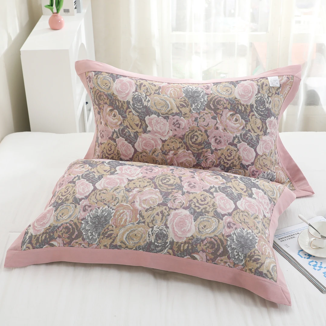 【枕巾思念玫瑰】高端舒适透气纱布枕巾