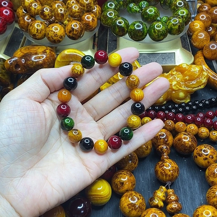 松木琥珀木文玩手串