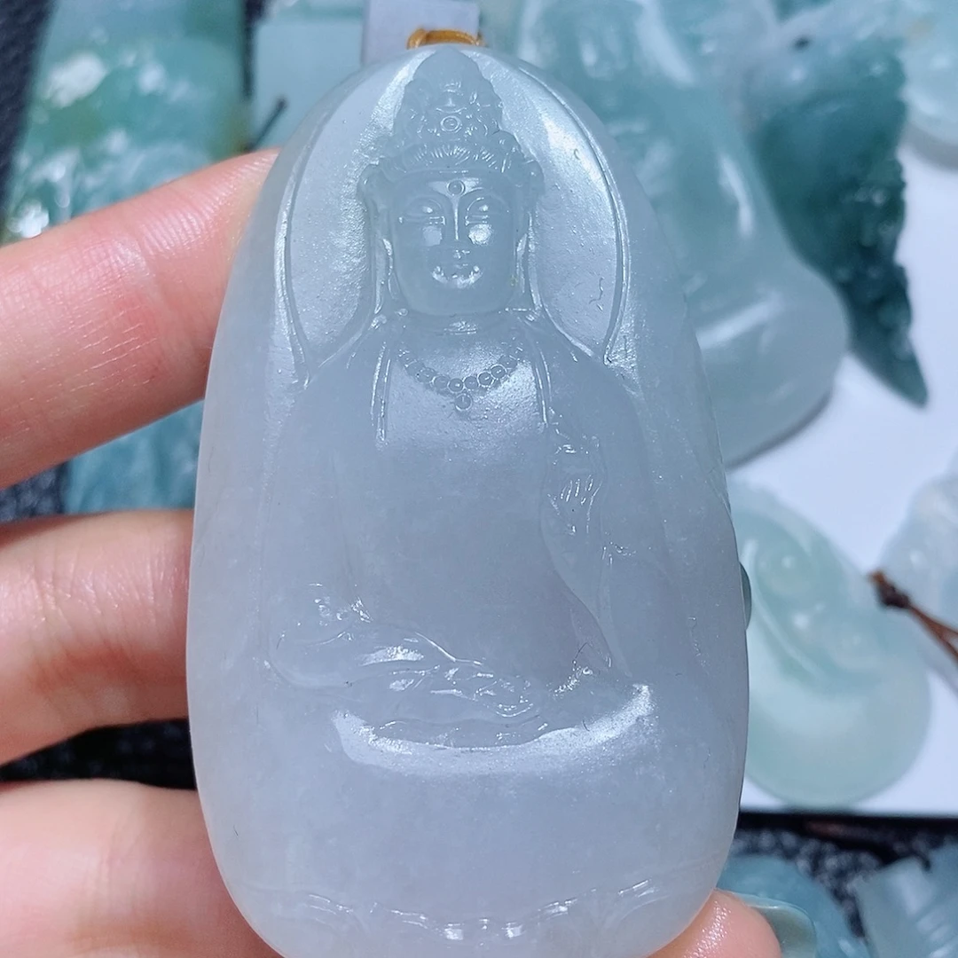 定制翡翠未镶嵌毛货付款后确认抛光
