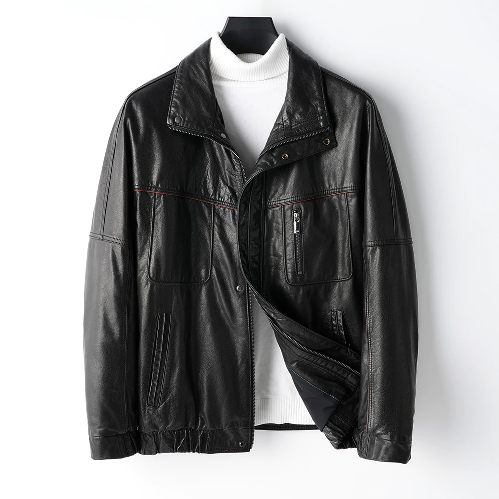 乔飒品牌男士秋冬黑色真皮皮衣港风可脱卸复古夹克外套短款显身材