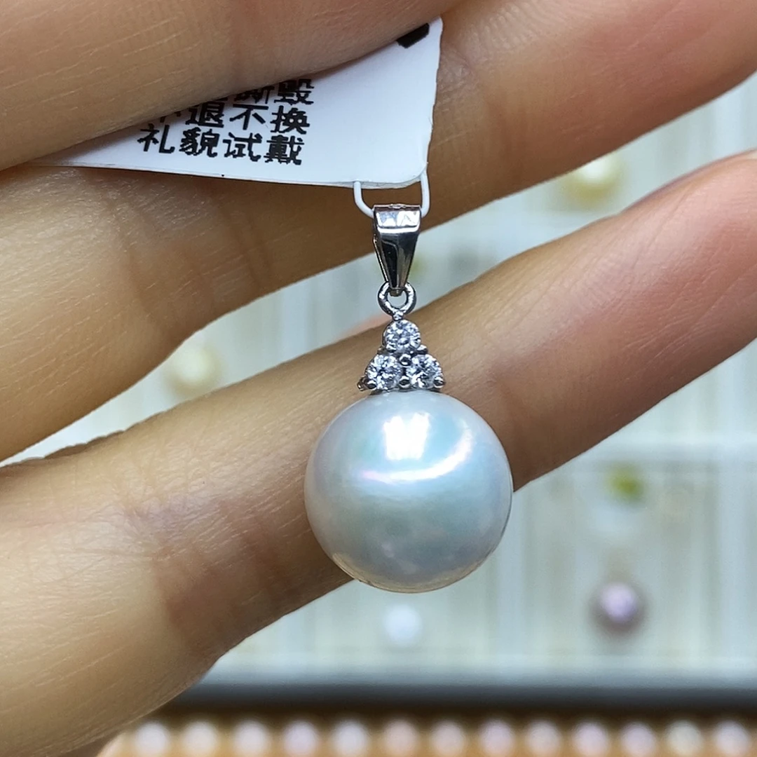 淡水珍珠银S925镶嵌吊坠(赠链)