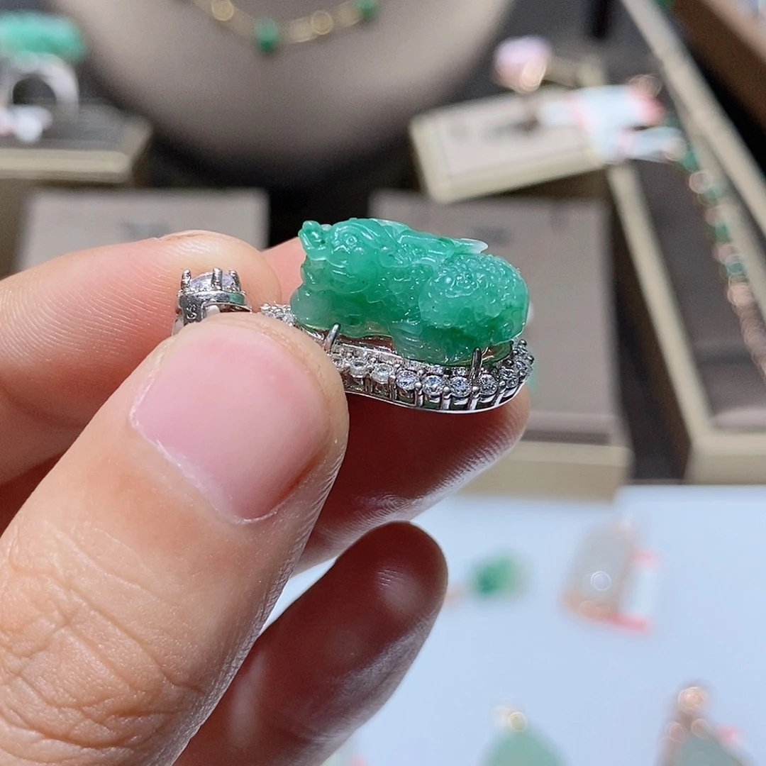 *****独山玉银S925镶嵌吊坠