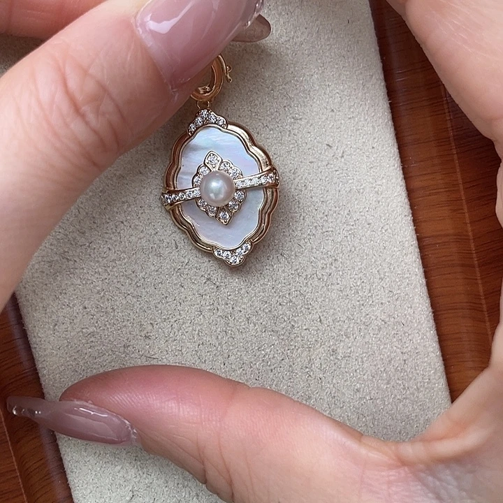 银S925镶嵌吊坠(不含链)海水珍珠