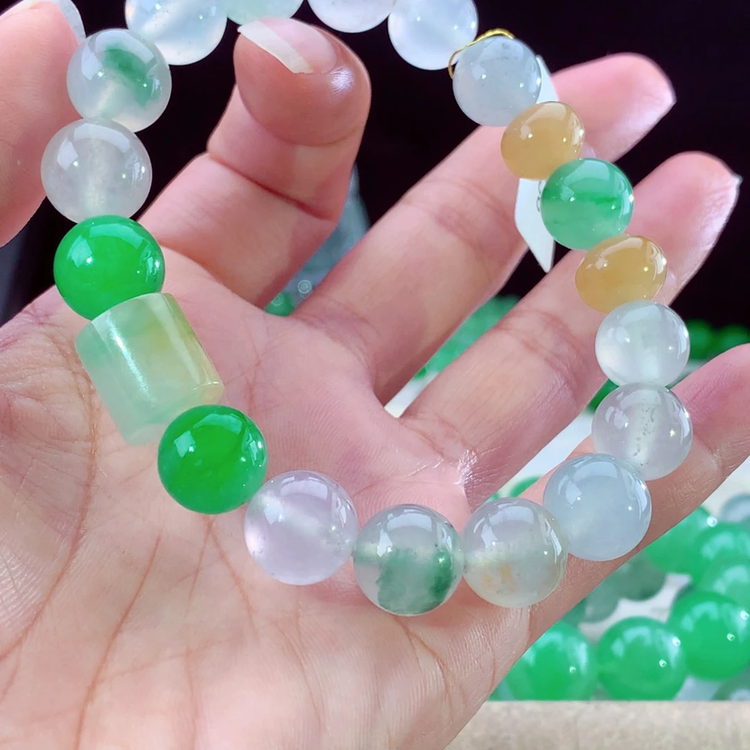 未镶嵌手链翡翠天然翡翠缅甸a货冰种手串