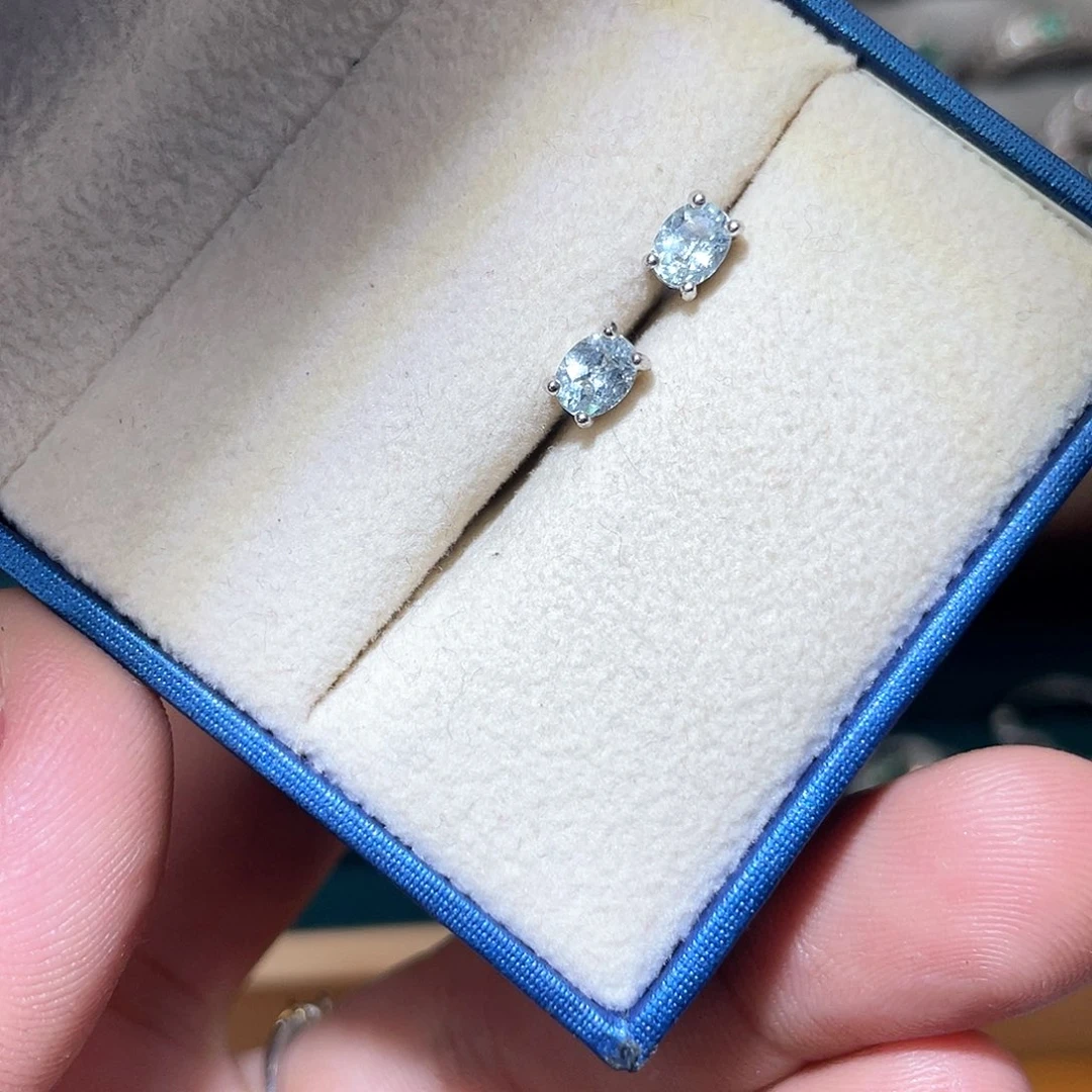 银S925镶嵌耳坠海蓝宝石婉*245