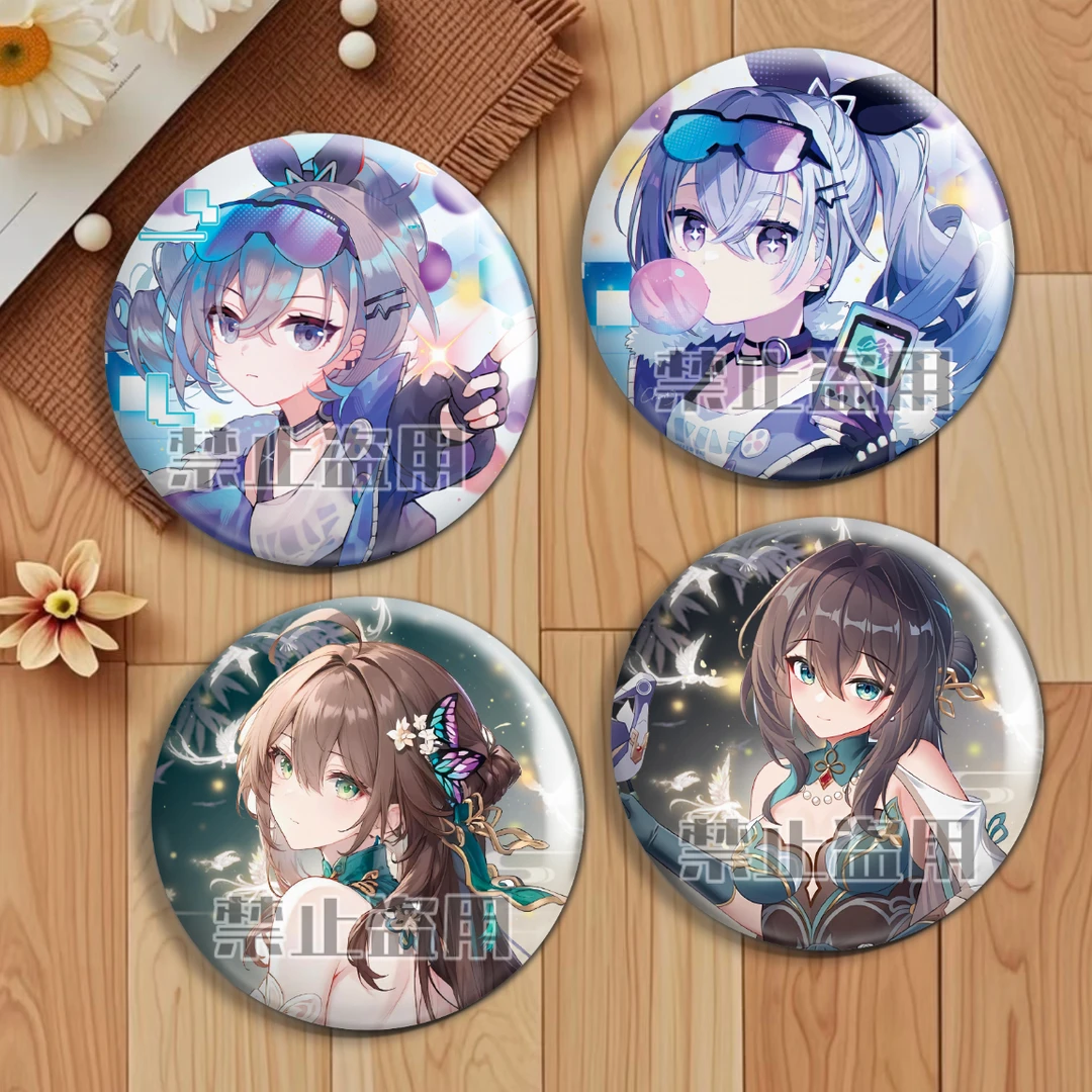 星穹铁道阮梅镭射吧唧新英雄徽章金属日谷底同人75mm胸针代发银狼