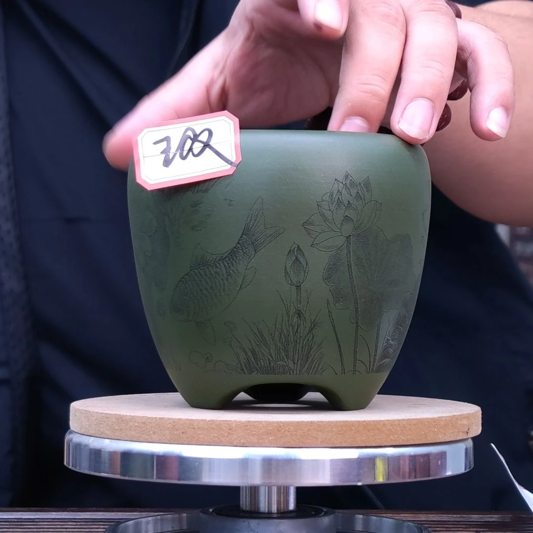 紫砂花盆同喜同喜