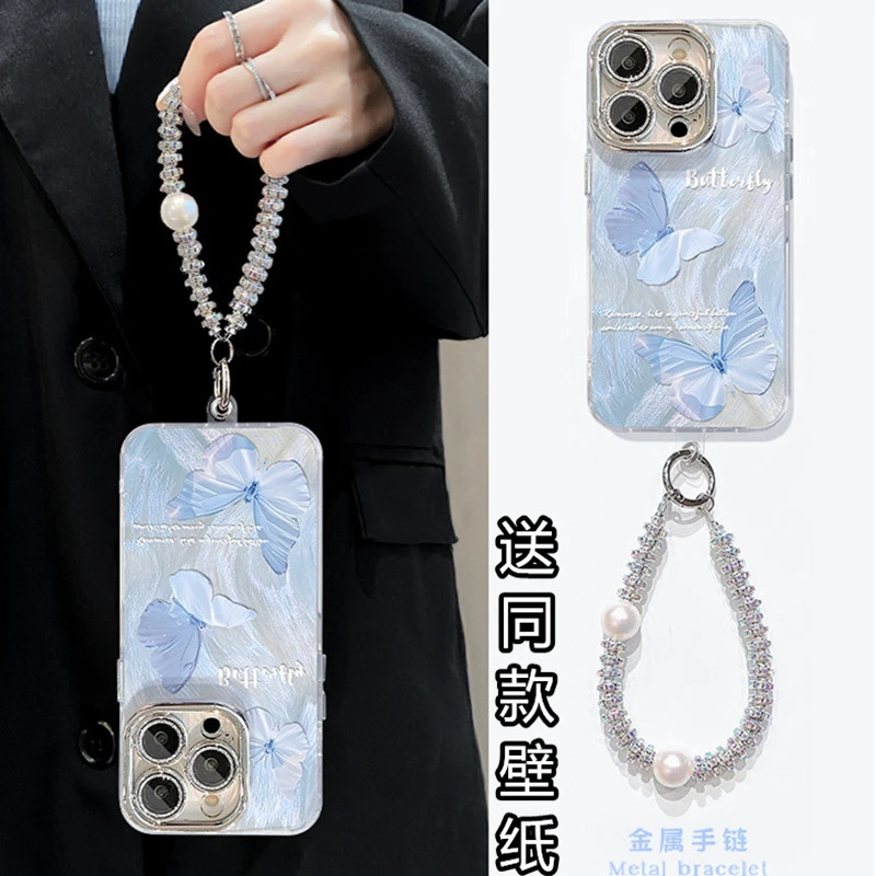 苹果手机壳16promax带手链iPhone全包镜头膜vivo高级感华为mate70