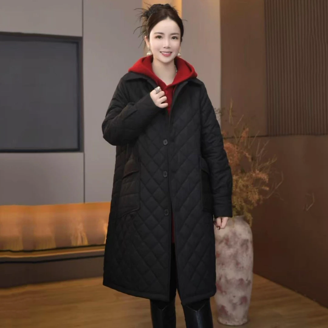 1200-6895休闲棉服衬衫领外套女新款女装中长款洋气百搭女款