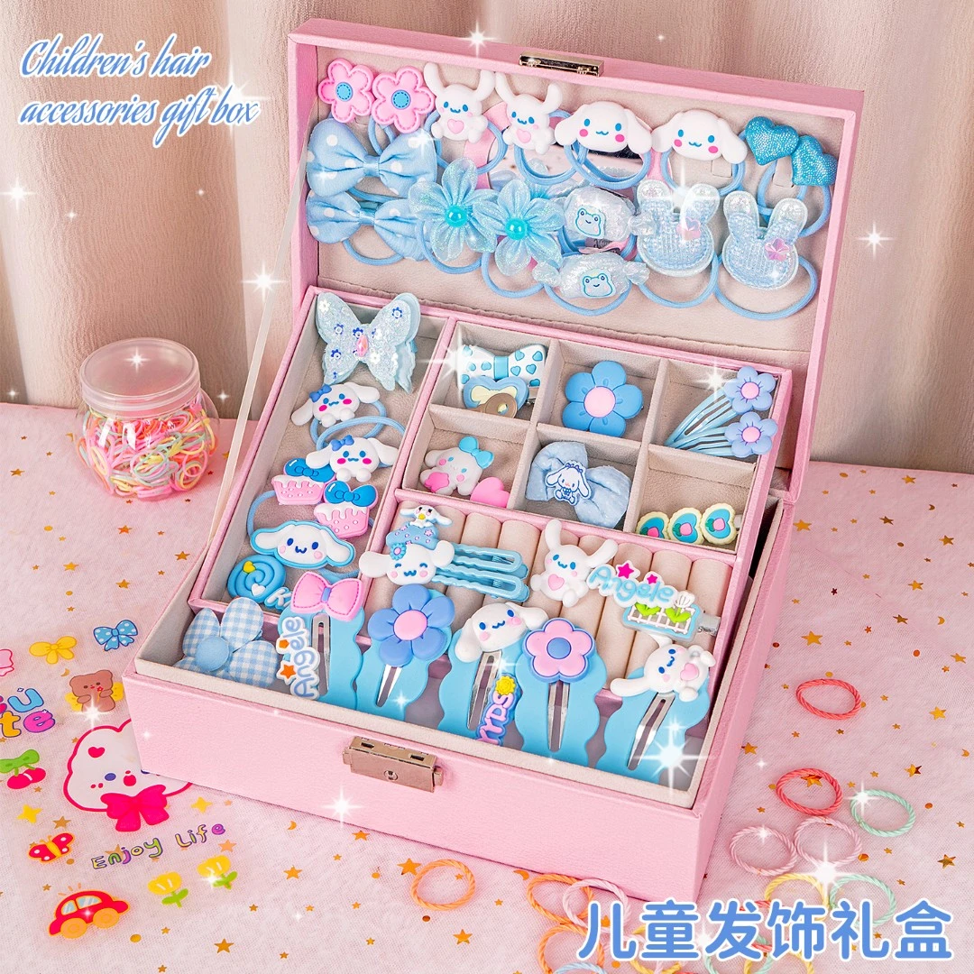 新款发饰礼盒套装女生发夹可爱小公主首饰盒生日发卡皮筋头饰发饰