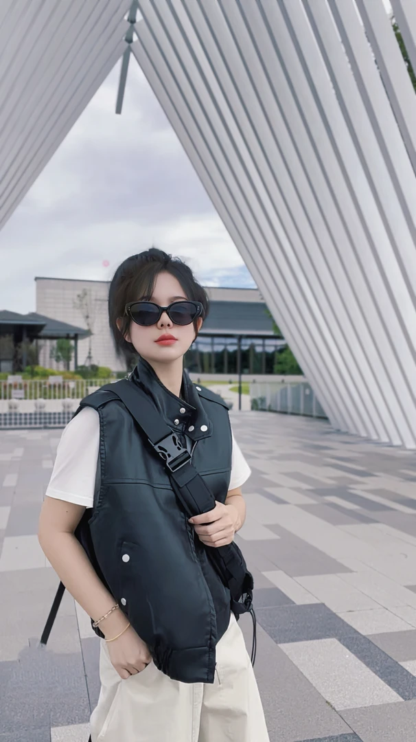 小个子马夹皮夹克女无袖立领欧美风短款背心时尚常规百搭马甲皮衣