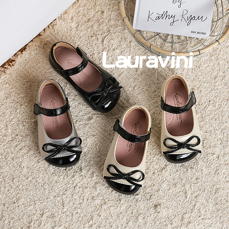 劳拉童鞋女童黑色皮鞋春季新款防滑软底小女孩公主单鞋LLWN651