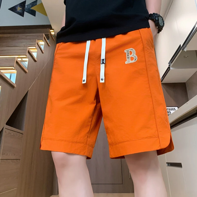 短裤男2025新款夏季透气薄款时尚潮流刺绣百搭速干男士休闲五分裤