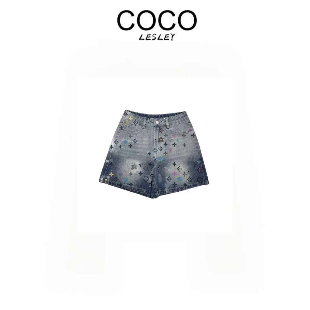 COCO LESLEY运动休闲春夏经典印花潮服牛仔裤7600