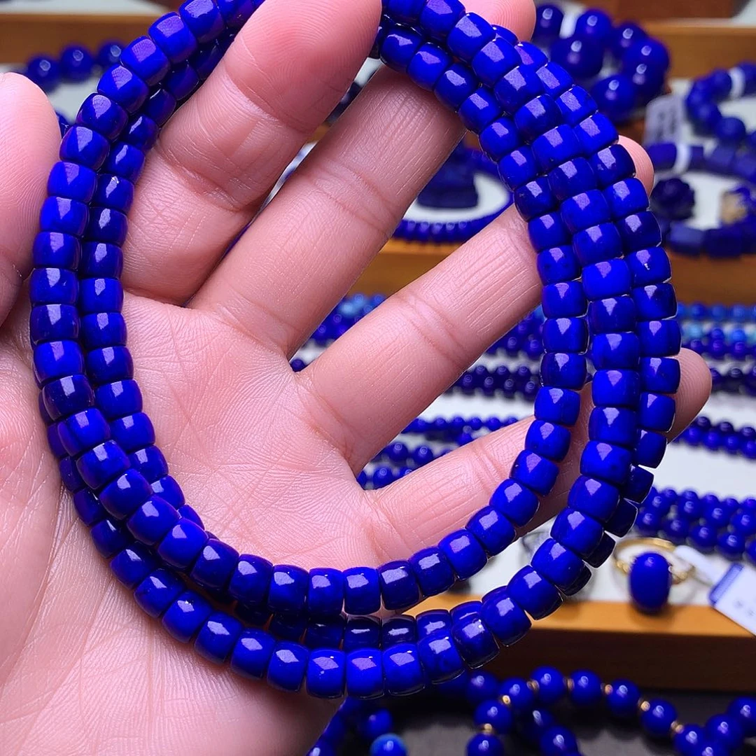 青金石未镶嵌手串6.4m天花板老货捡大漏直切108佛珠5481