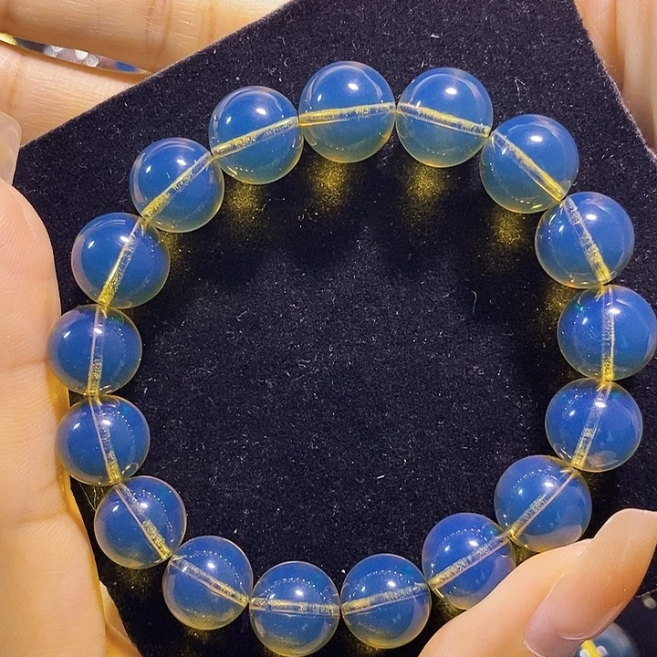 蓝珀未镶嵌珠宝奇石墨西哥蓝珀手串12