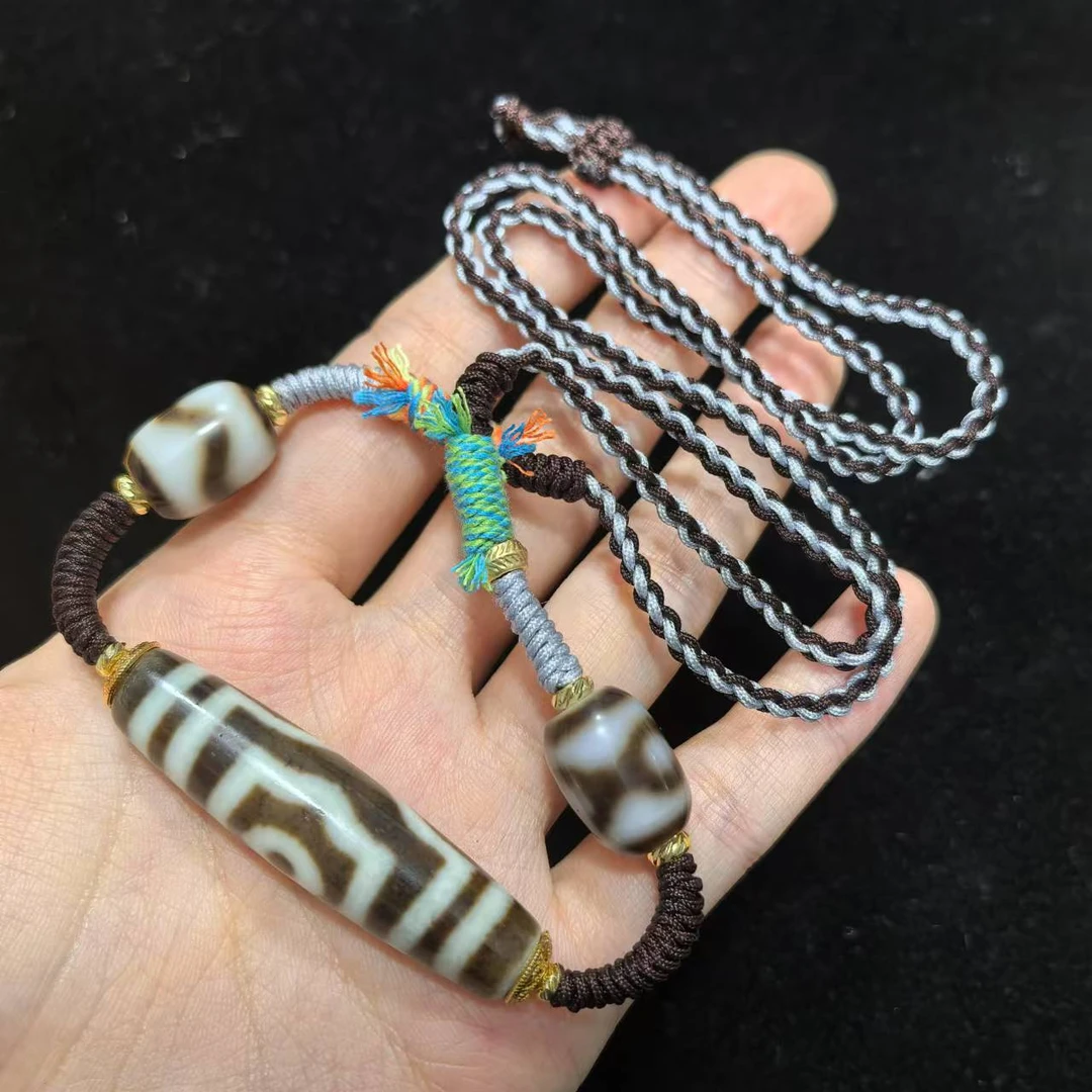 【曹美丽精选】H08060-玛瑙diy脖挂（三眼）-多样性发其一-12*48mm