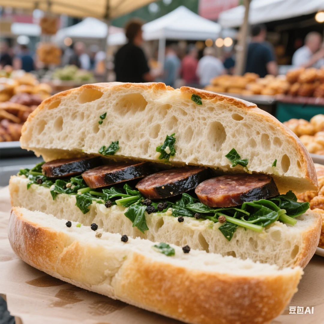 【东胜同城】菠菜黑椒肠恰巴塔面包75g