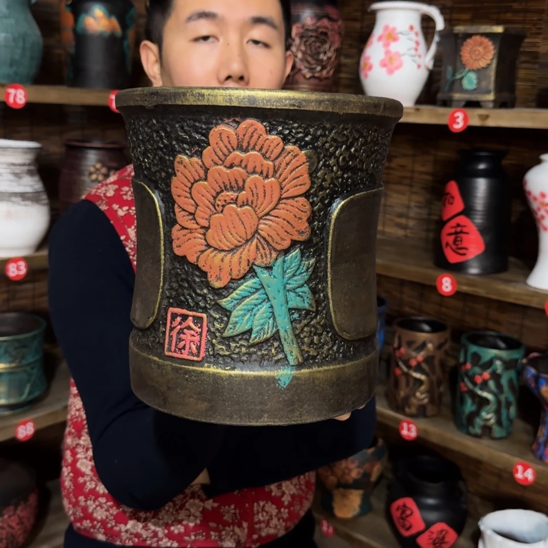 带孔高端浮雕花盆炸炸炸