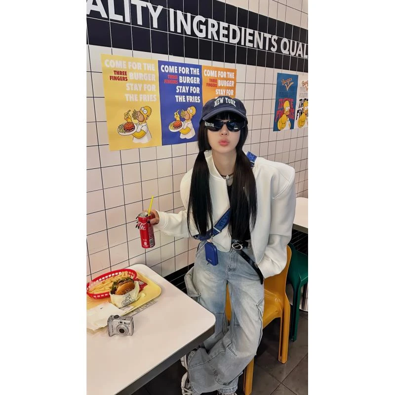 JoJo studio 白色休闲长袖时尚经典夹克