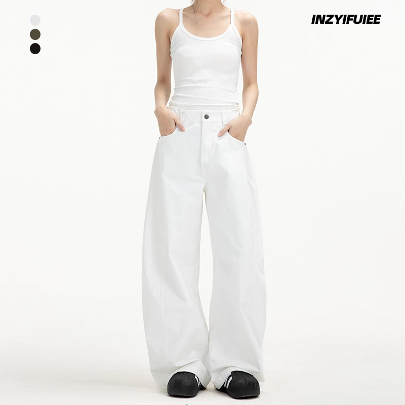 INZYIFUIEE纯色阔腿休闲裤女宽松显瘦垂感拖地裤子