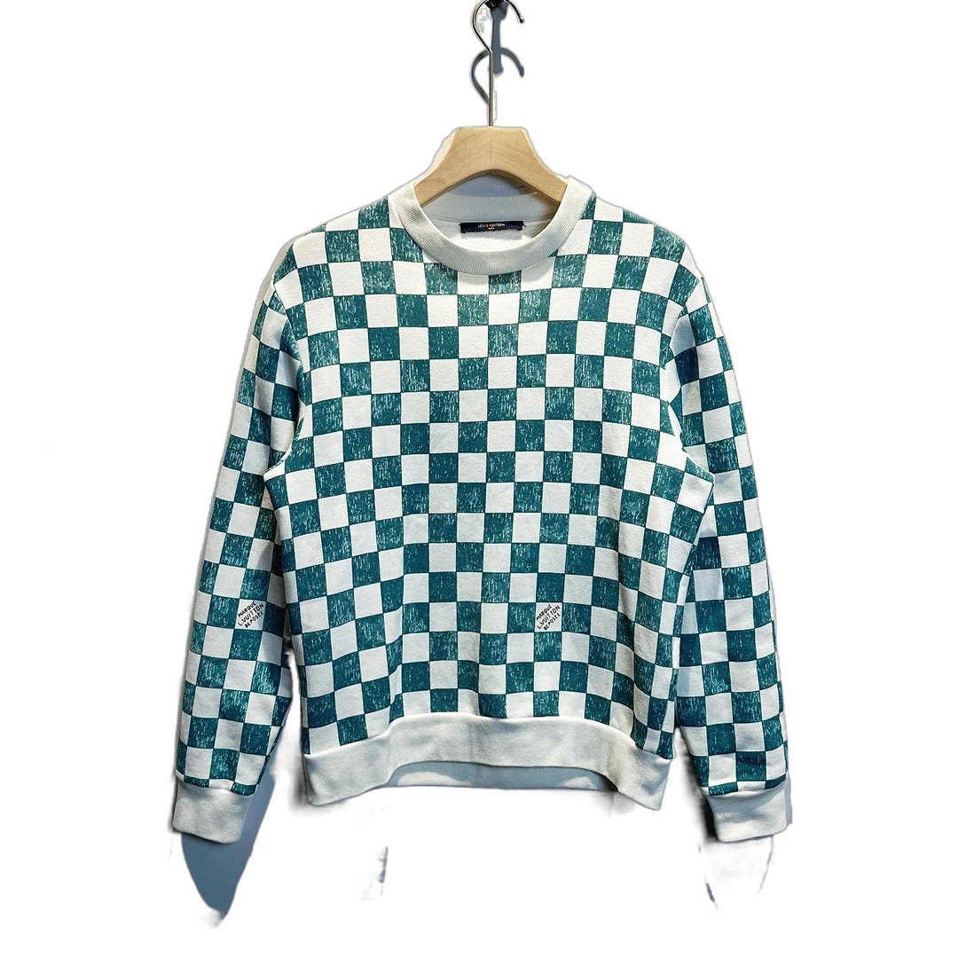 未使用 LouisVuitton/路易威登 Lv绿色棋盘格卫衣/全新/xs码