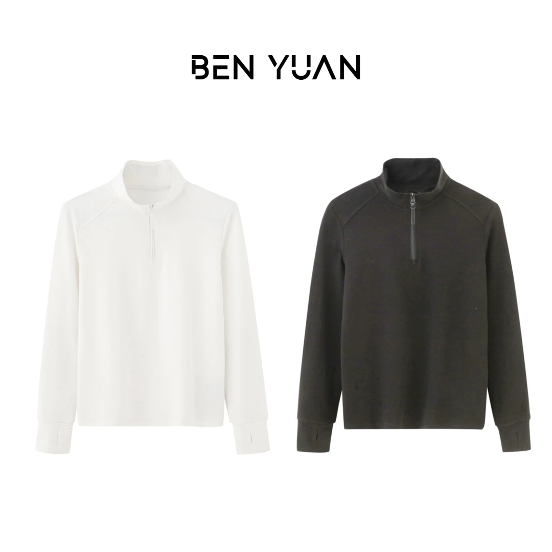 本原&BEN YUAN【气质格调】秋冬新款半拉链打底衫-TY019