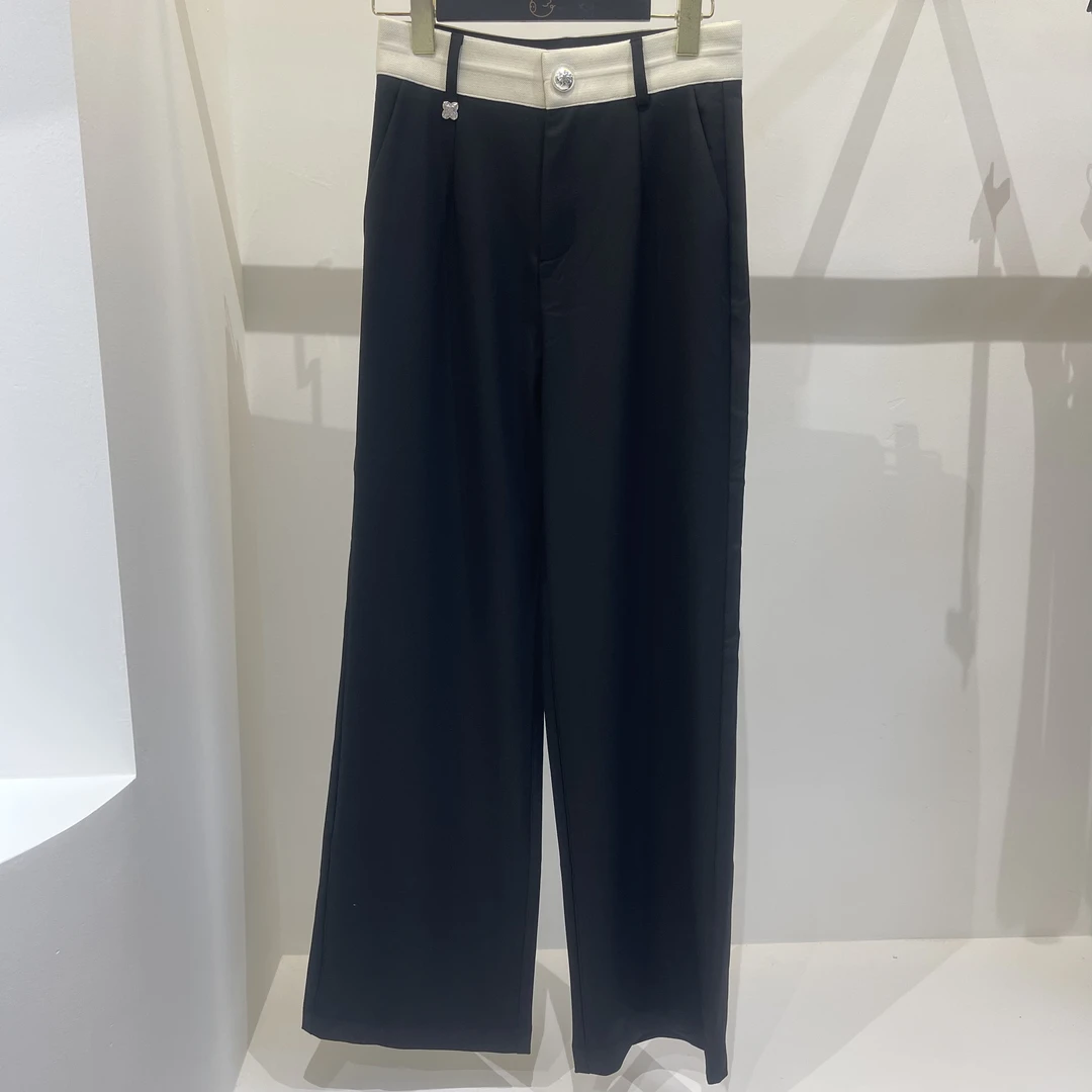 2025春季新款时尚百搭舒适高腰显瘦阔腿微喇休闲西裤女 0207