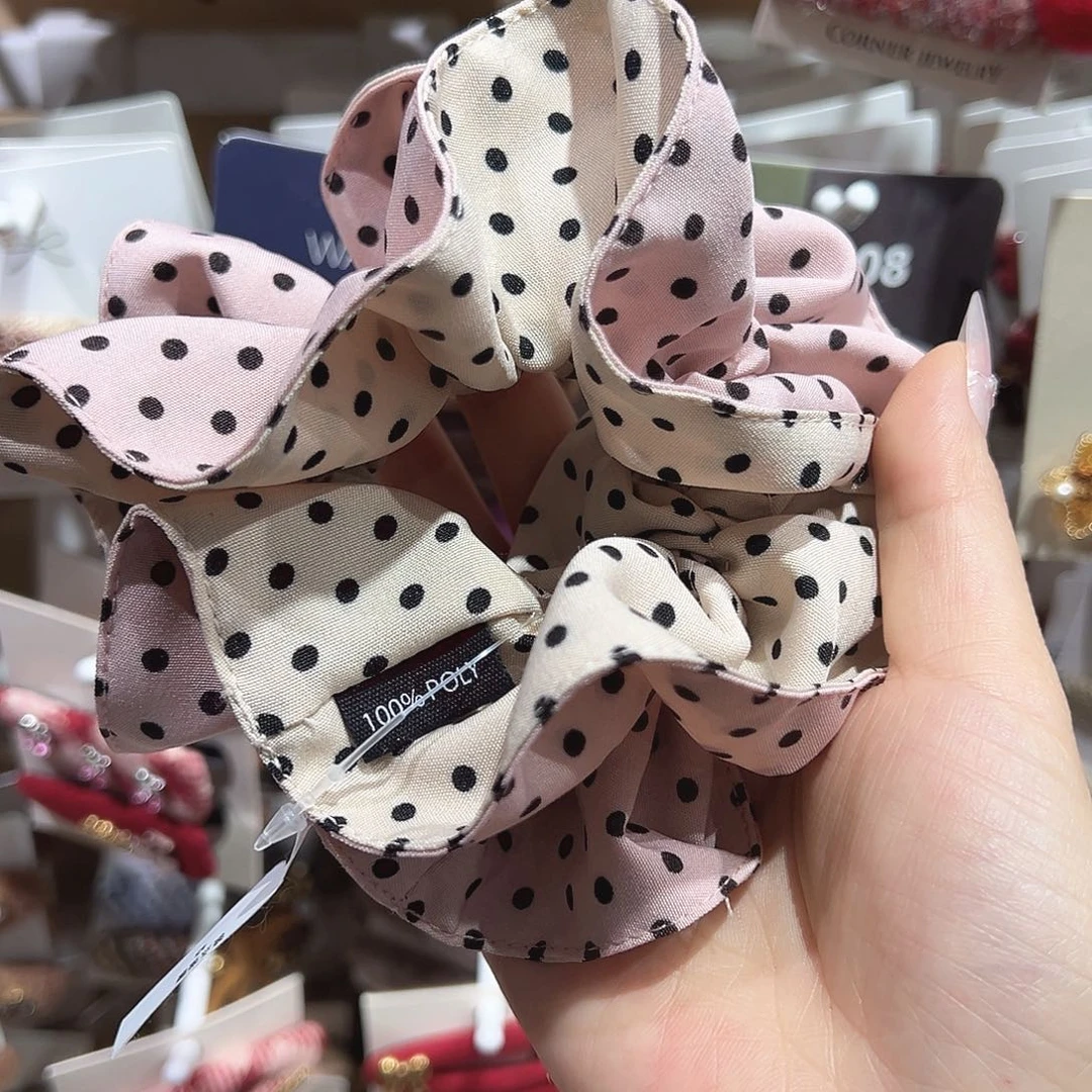 非金属粉色米色波点蛮腰发圈