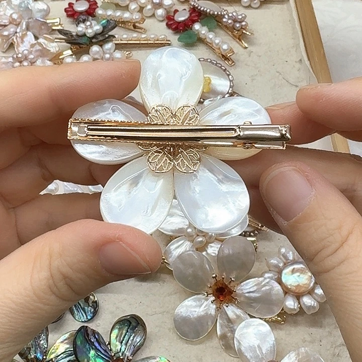 淡水珍珠发饰银S925镶嵌