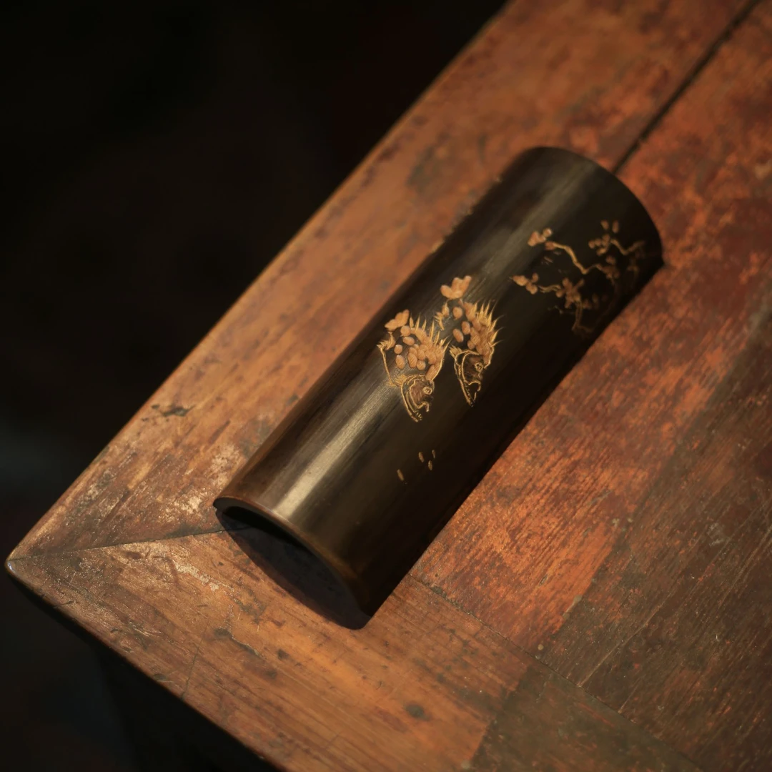 【富贵鱼】写意手雕茶则老竹手工赏茶荷茶道茶具配件纯手工古风老料