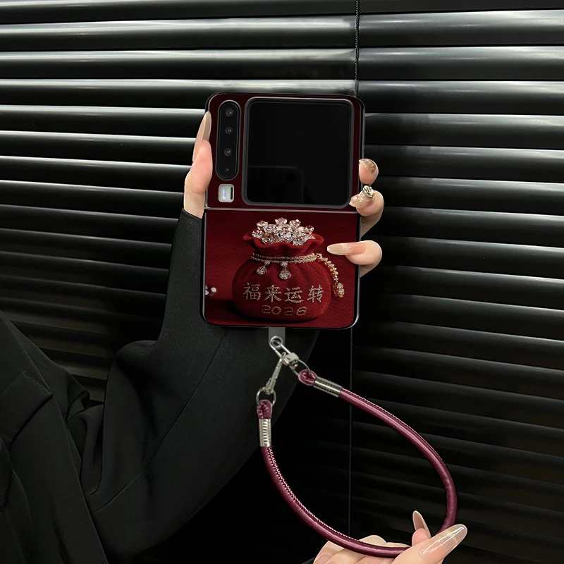 适用华为purax典藏版手机壳福来运转小羊皮折叠壳全包保护套