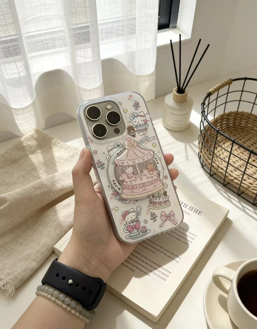 适用苹果17ProMax手机壳卡通KT猫支架苹果16/15Pro卡通14/13女